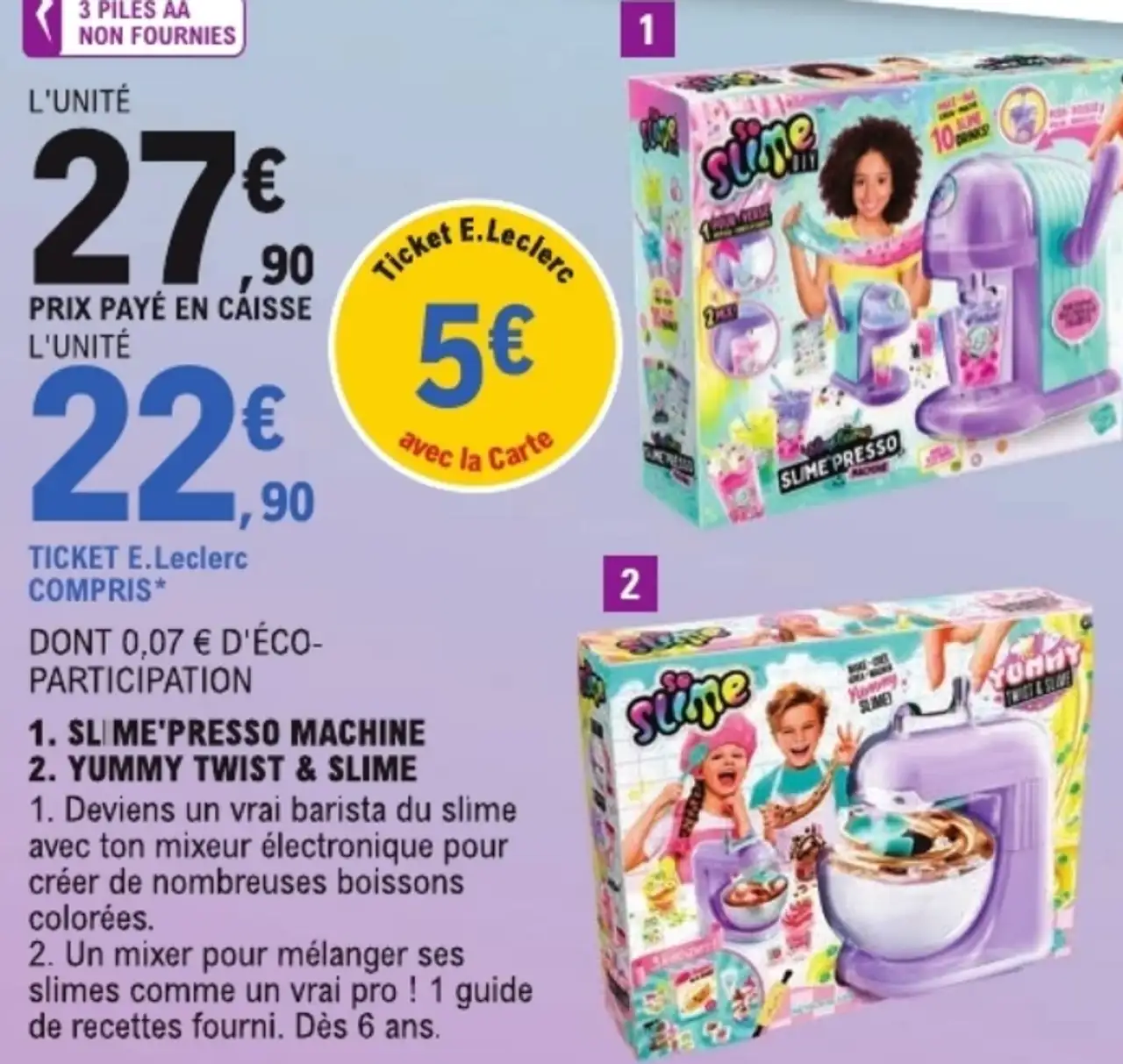 Jeu créatif Slime : 1. Slime'presso Machine 2. Yummy Twist & Slime