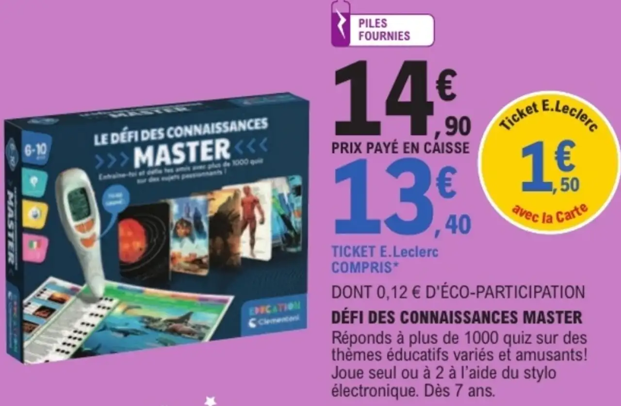 Jeu éducatif Défi des connaissances Master Clementoni