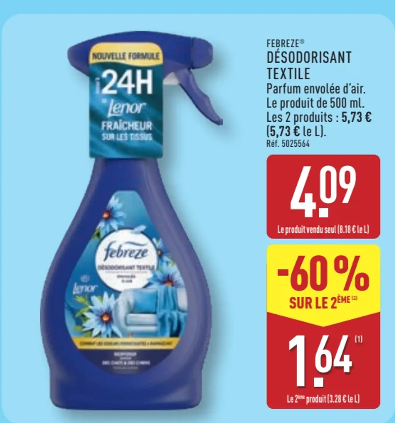 FEBREZE Désodorisant textile Parfum envolée d'air 500 ml