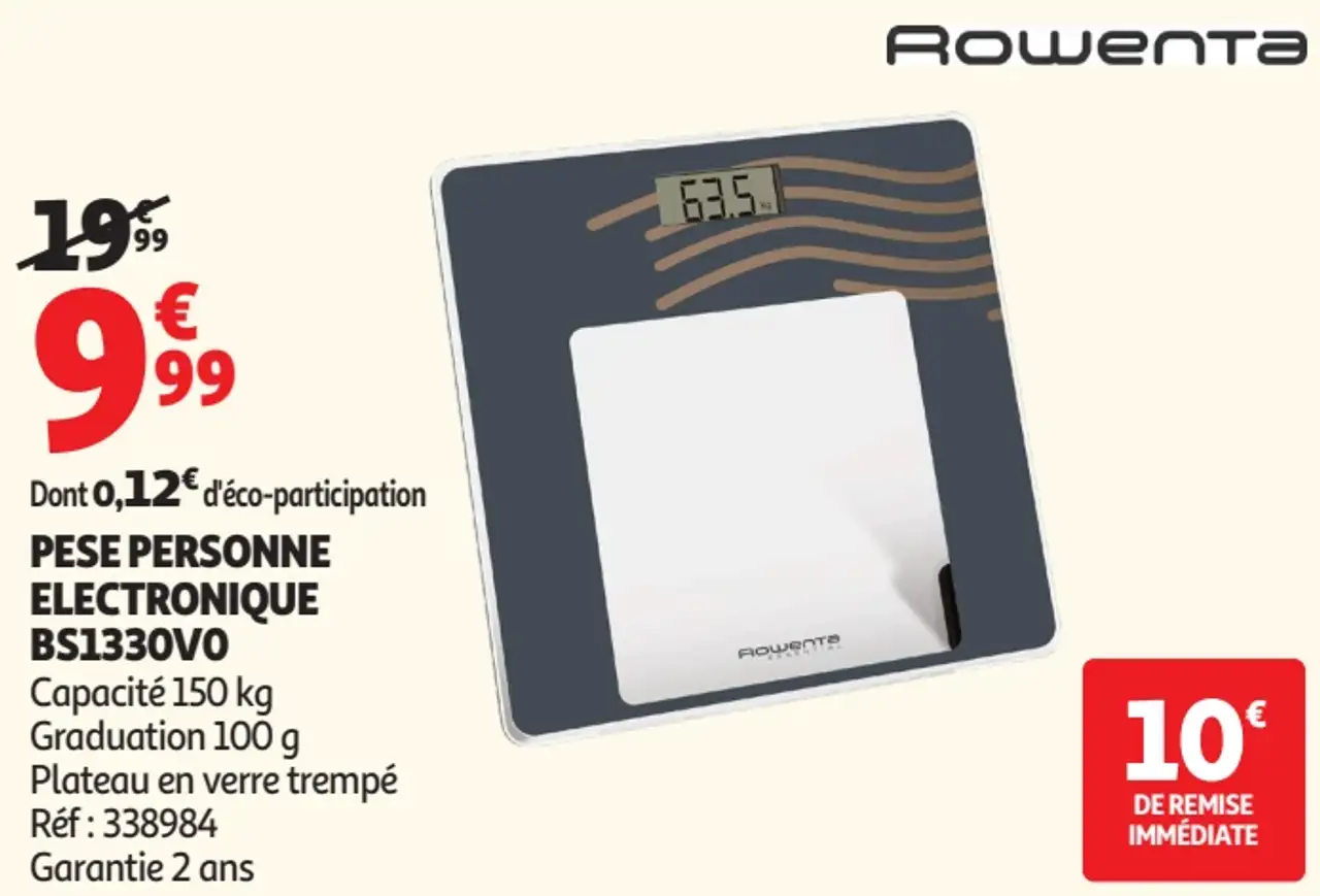 Pèse personne électronique BS1330V0 Rowenta