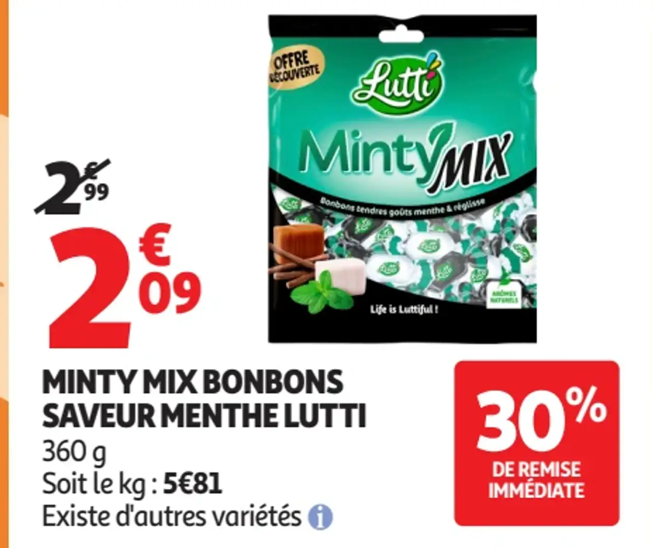 Minty Mix bonbons saveur menthe Lutti 360 g