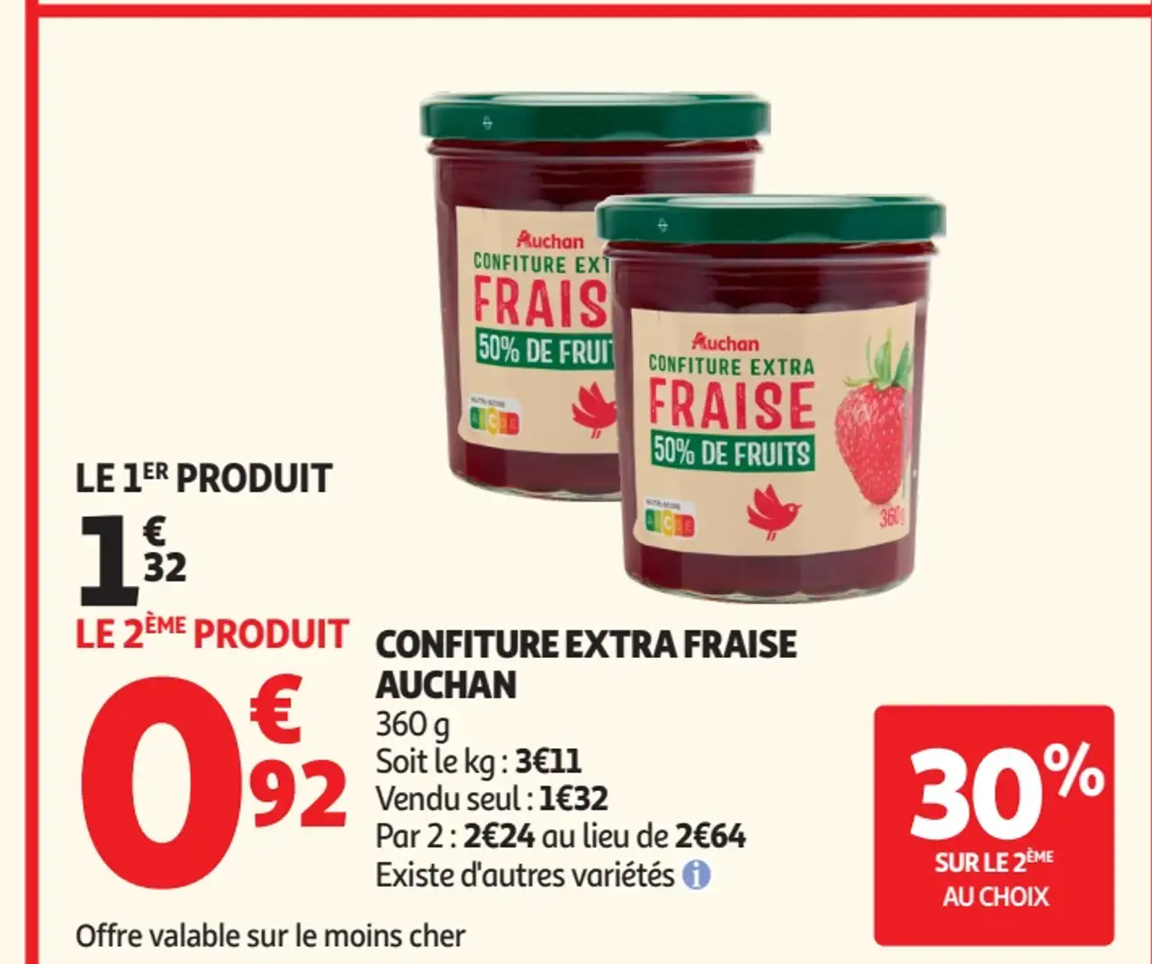 Confiture extra fraise Auchan