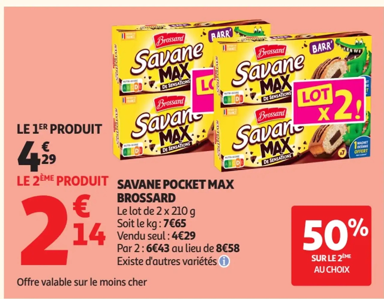 Gâteaux Savane Pocket Max Brossard 2 x 210 g