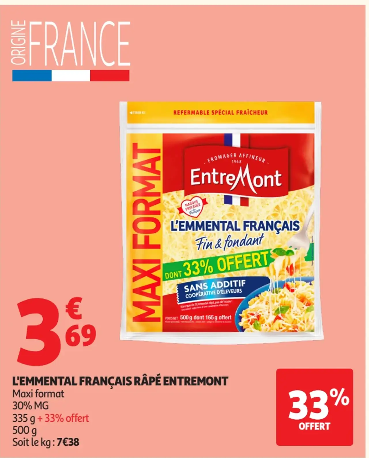 L'Emmental français râpé Entremont