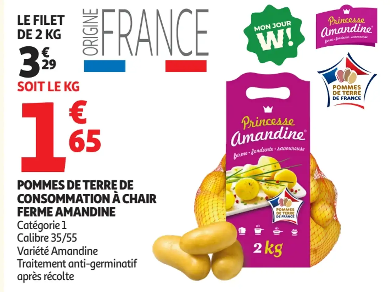 Pommes de terre de consommation à chair ferme Princesse Amandine