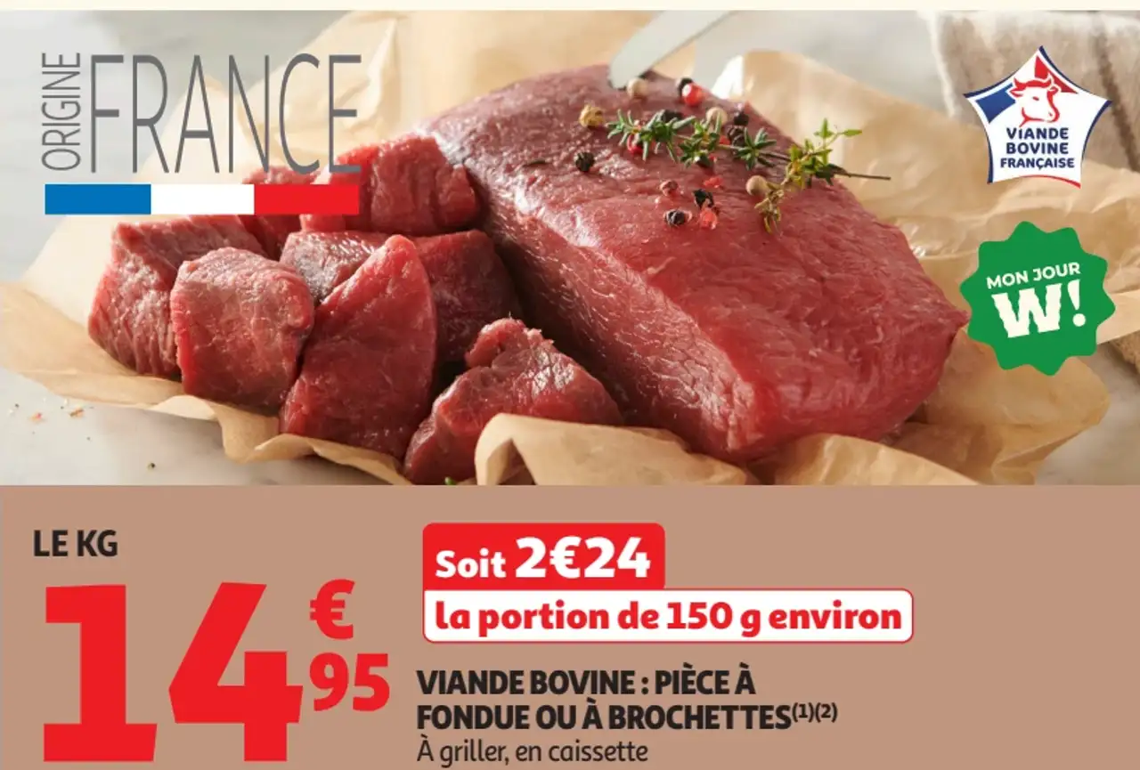 VIANDE BOVINE : PIÈCE À FONDUE OU À BROCHETTES