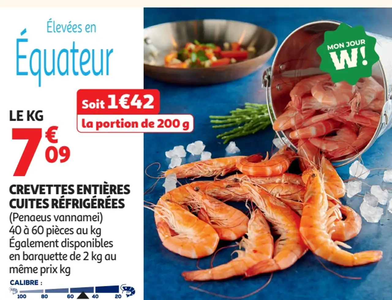 Crevettes entières cuites réfrigérées élevées en Équateur