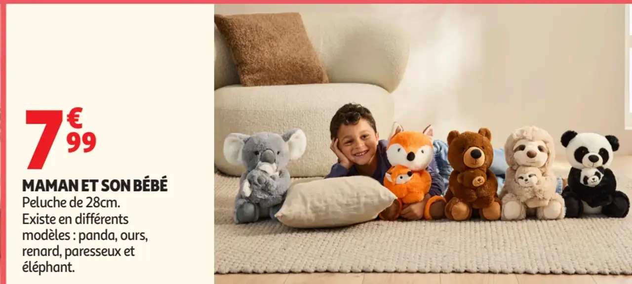 Peluche Maman et son bébé 28cm One Two Fun