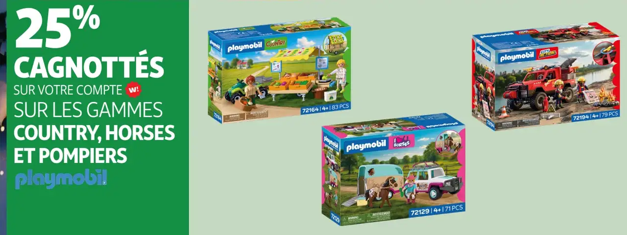 Jouets Playmobil gammes Country, Horses et Pompiers