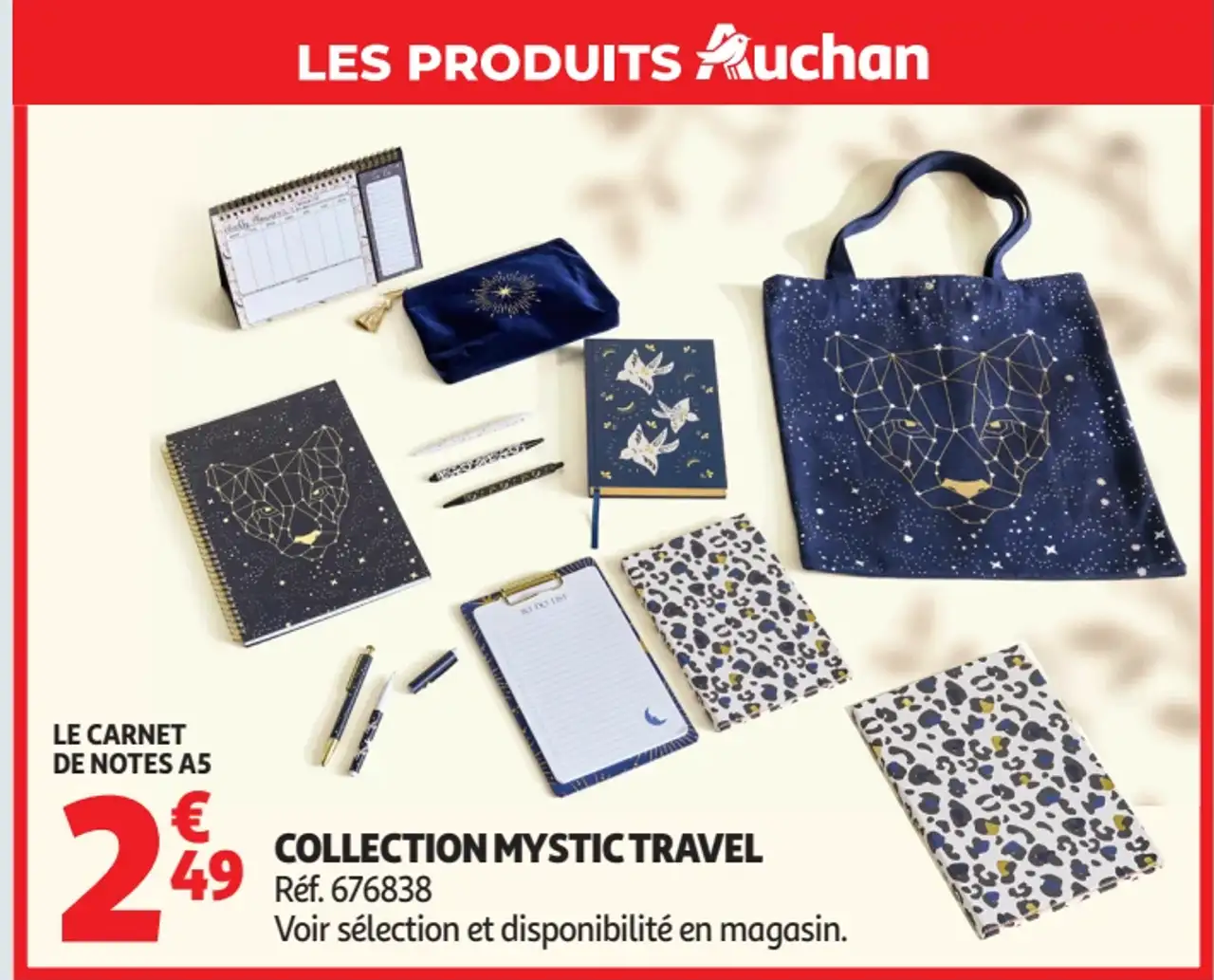 Le carnet de notes A5 Collection Mystic Travel Auchan