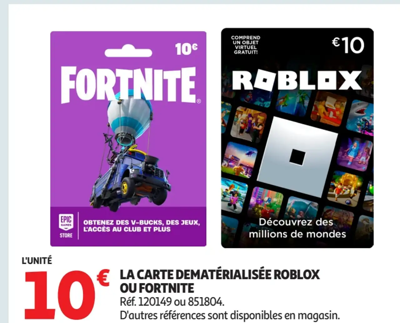 La carte dématérialisée Roblox ou Fortnite