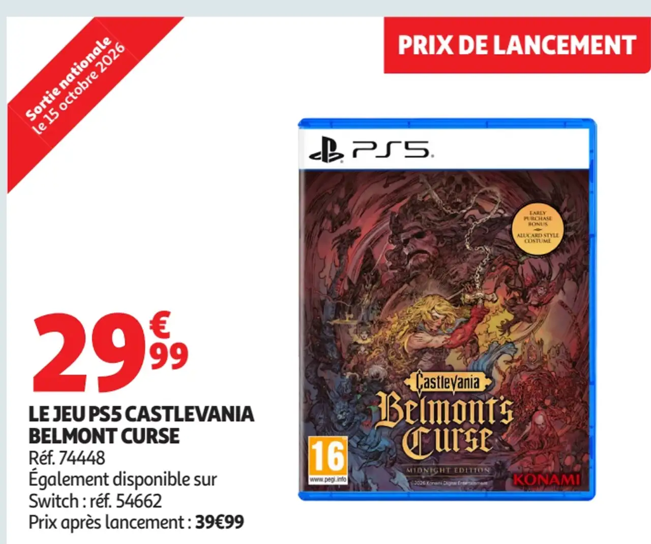 Jeu vidéo PS5 Castlevania Belmont's Curse Konami