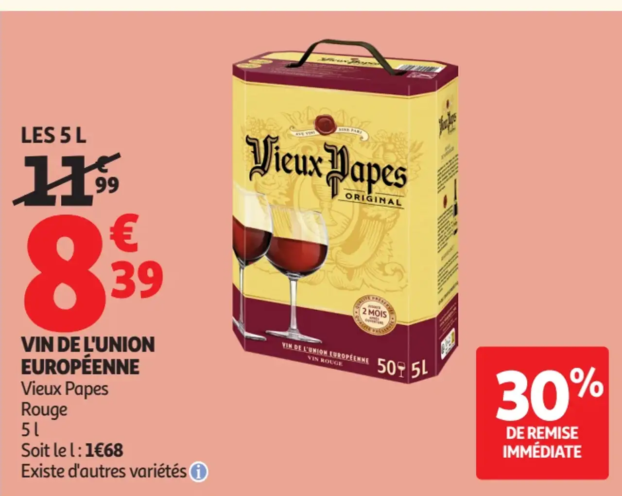 Vin rouge de l'Union Européenne Vieux Papes
