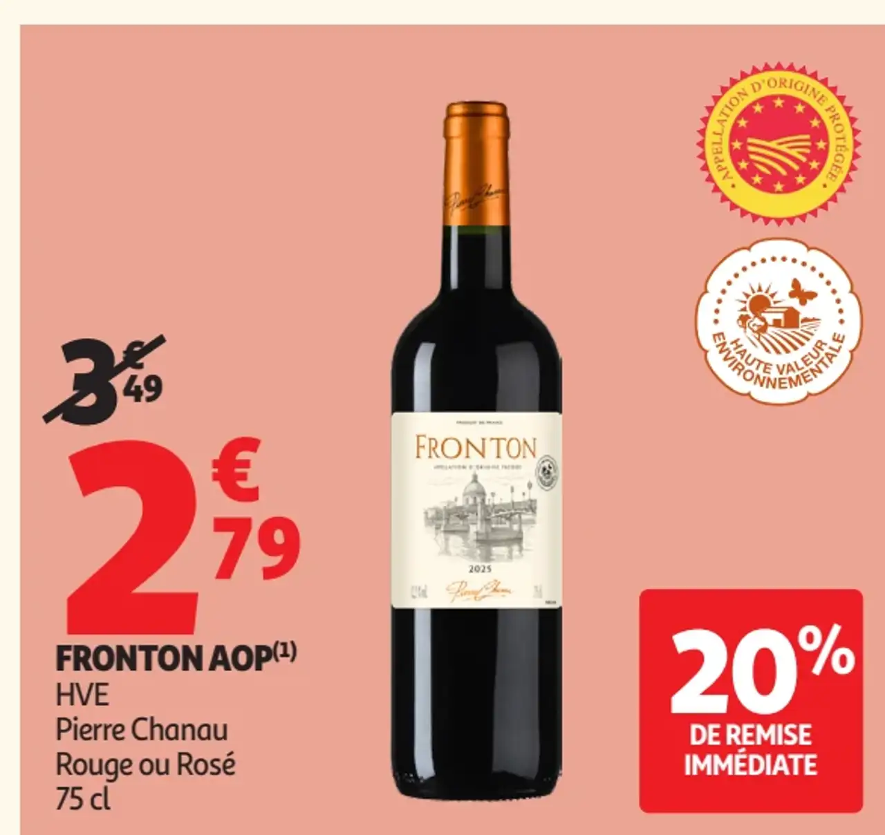 Vin rouge ou rosé Fronton AOP HVE Pierre Chanau