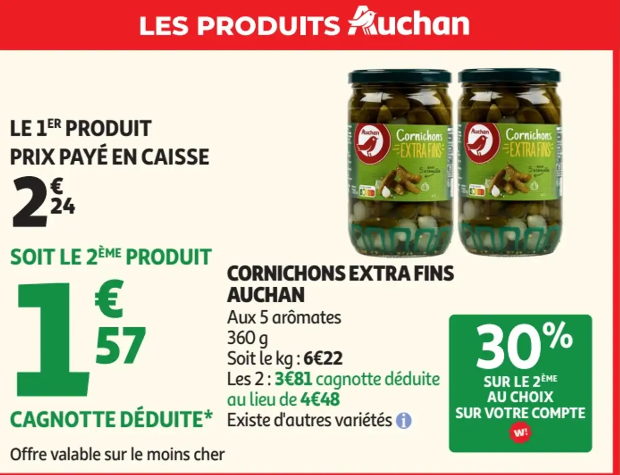 Cornichons extra fins Auchan