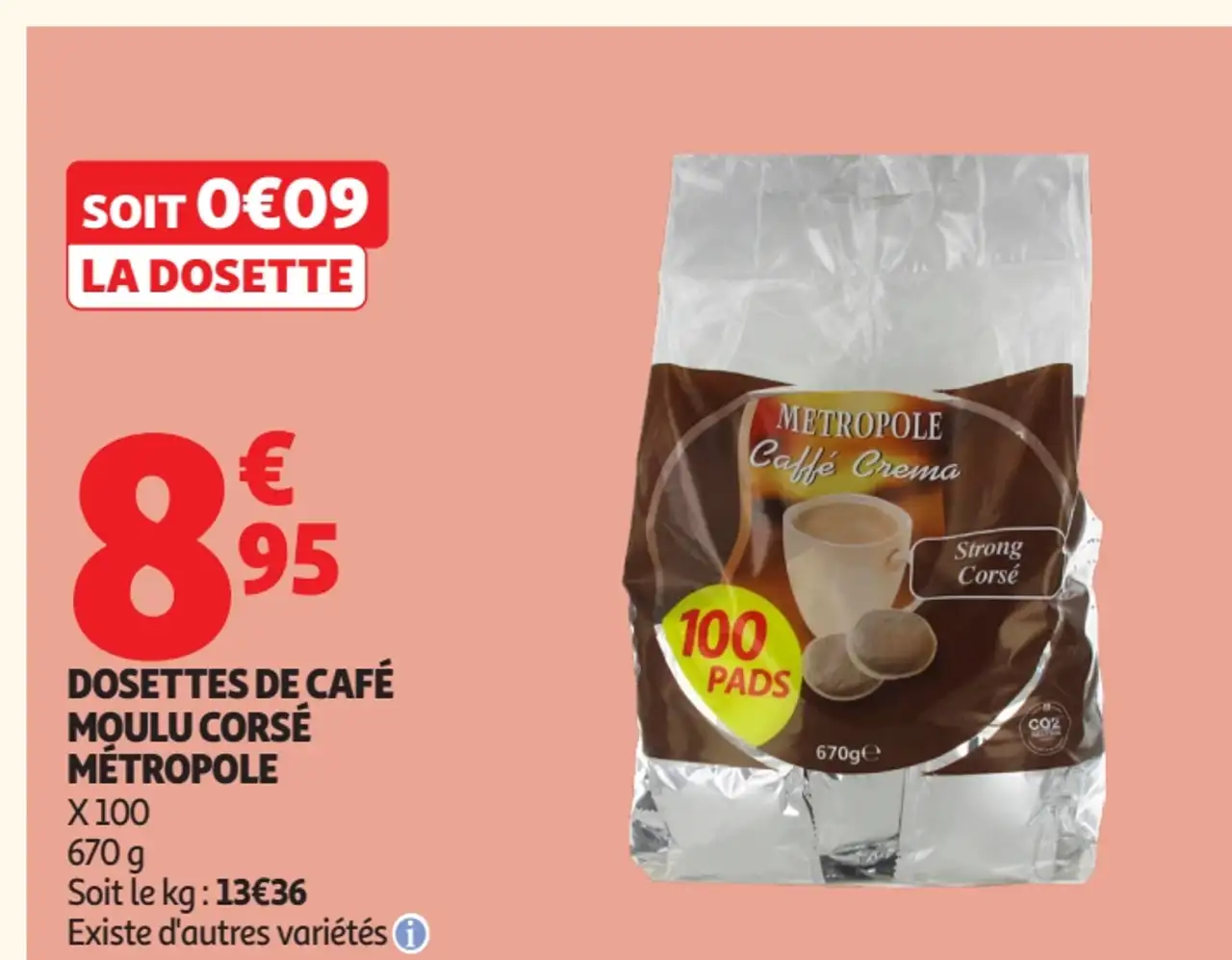 Dosettes de café moulu corsé Métropole