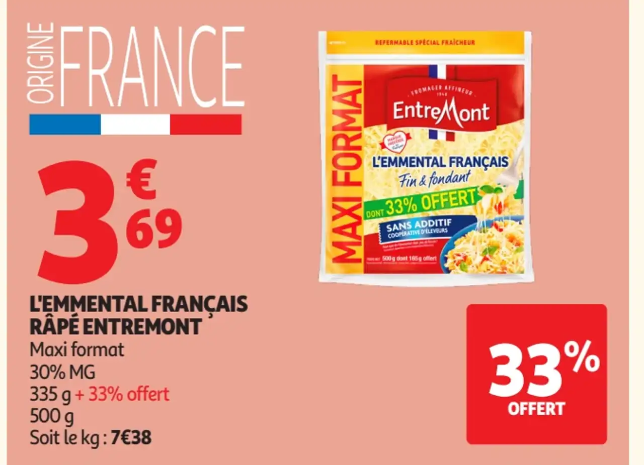 L'emmental français râpé Entremont