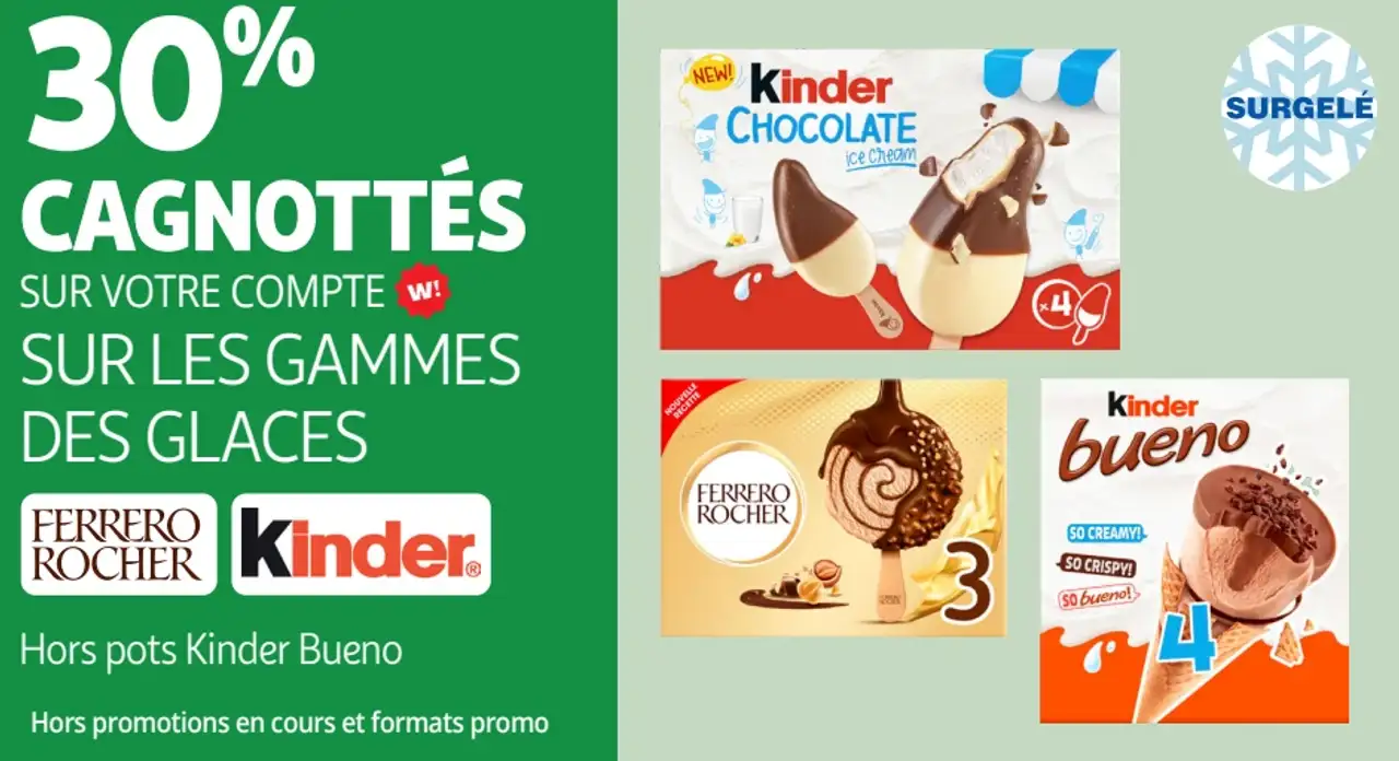 Glaces Ferrero Rocher et Kinder