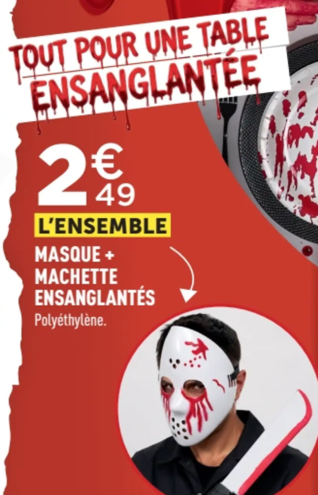 L'ensemble masque + machette ensanglantés