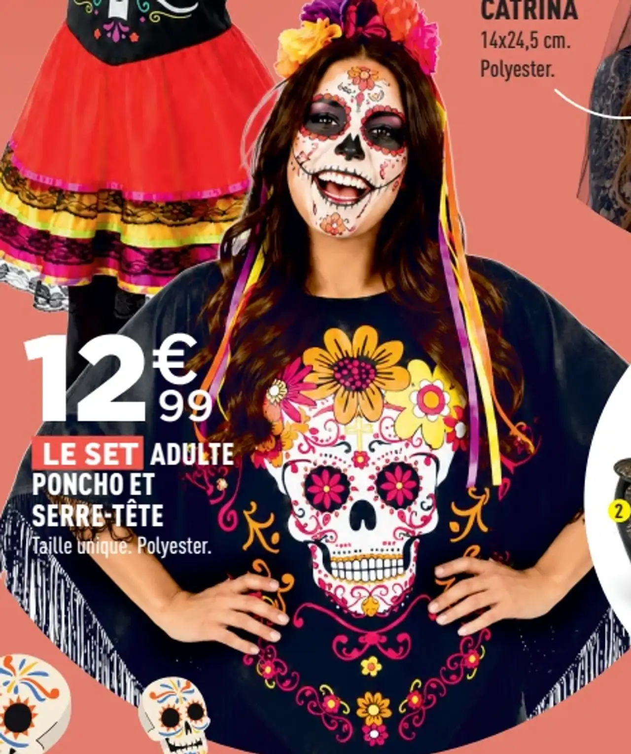 Le set adulte poncho et serre-tête Dia de los Muertos