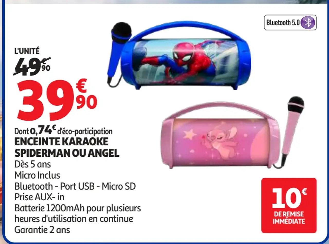 Enceinte karaoké Spiderman ou Angel