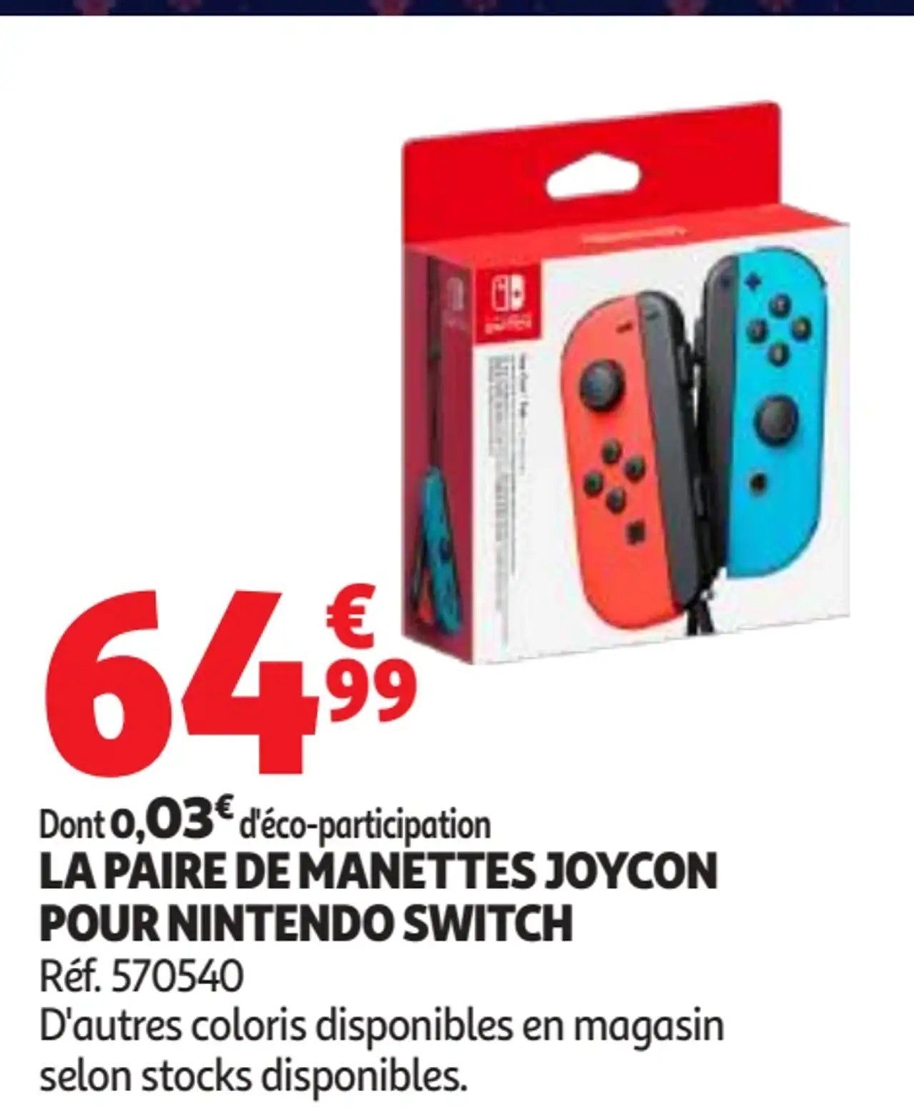 LA PAIRE DE MANETTES JOYCON POUR NINTENDO SWITCH