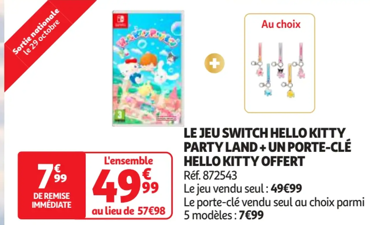 Jeu Switch Hello Kitty Party Land + Un porte-clé Hello Kitty