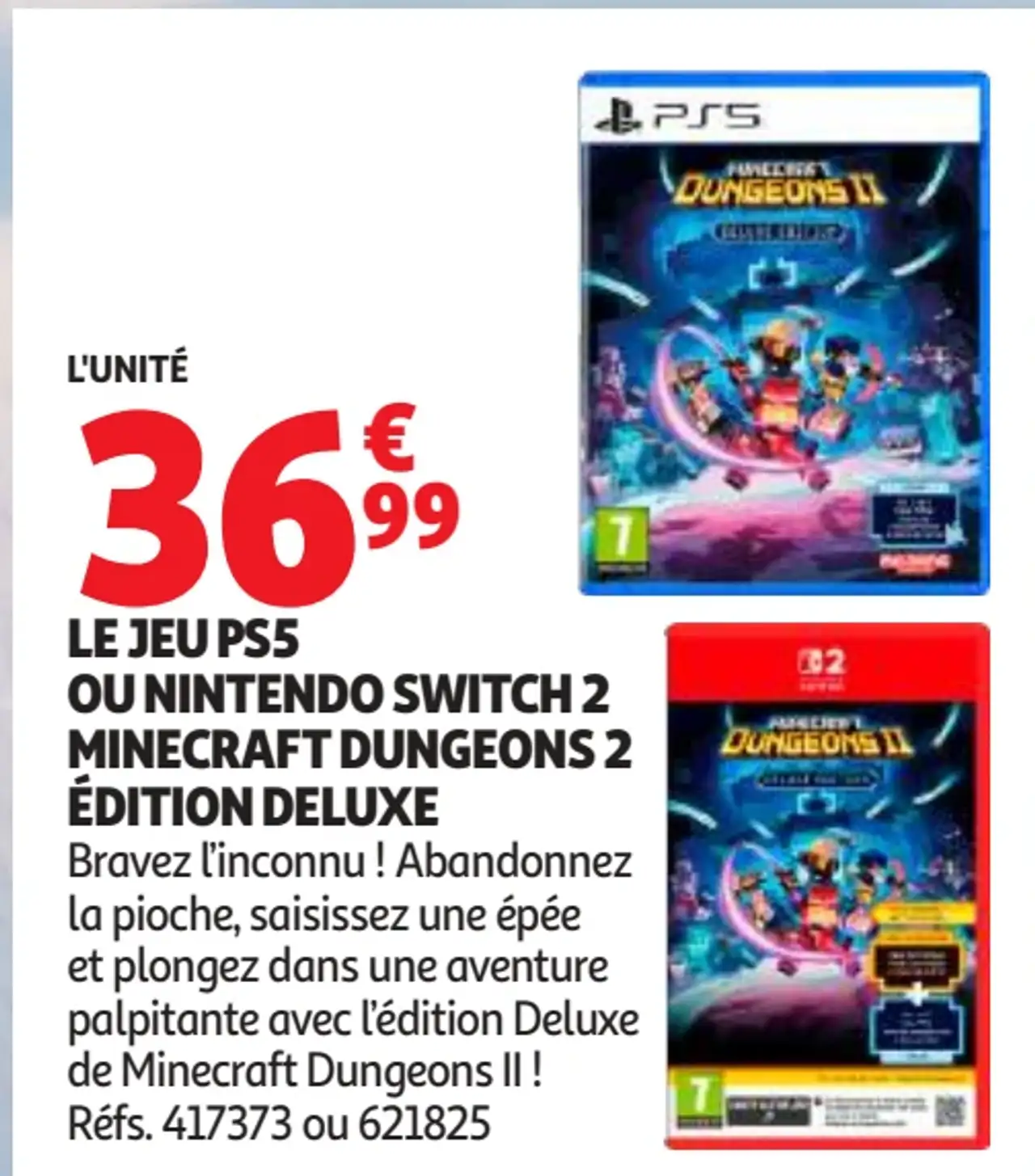 Jeu PS5 ou Nintendo Switch 2 Minecraft Dungeons 2 Édition Deluxe