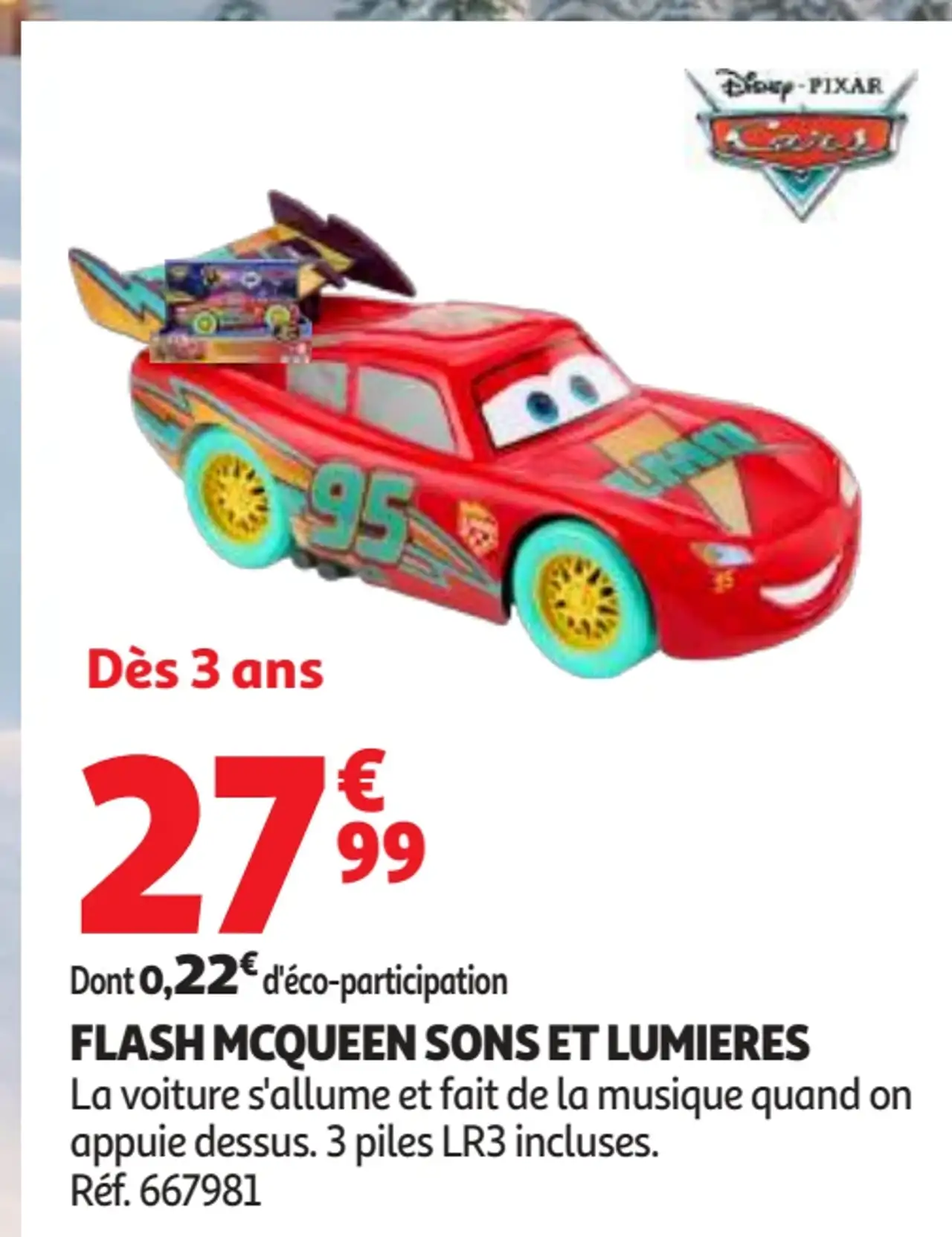 Flash McQueen sons et lumières Disney Pixar Cars