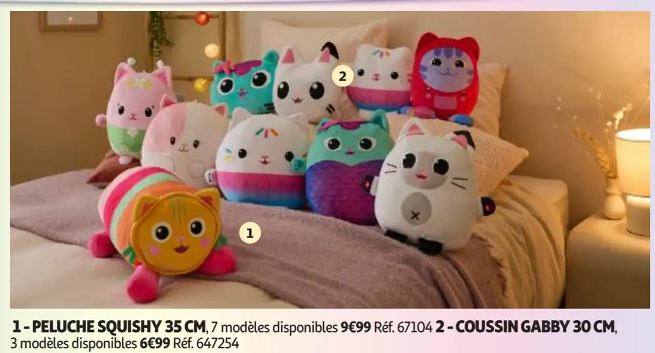 Peluche Squishy 35 cm ou Coussin Gabby 30 cm Gabby et la Maison Magique