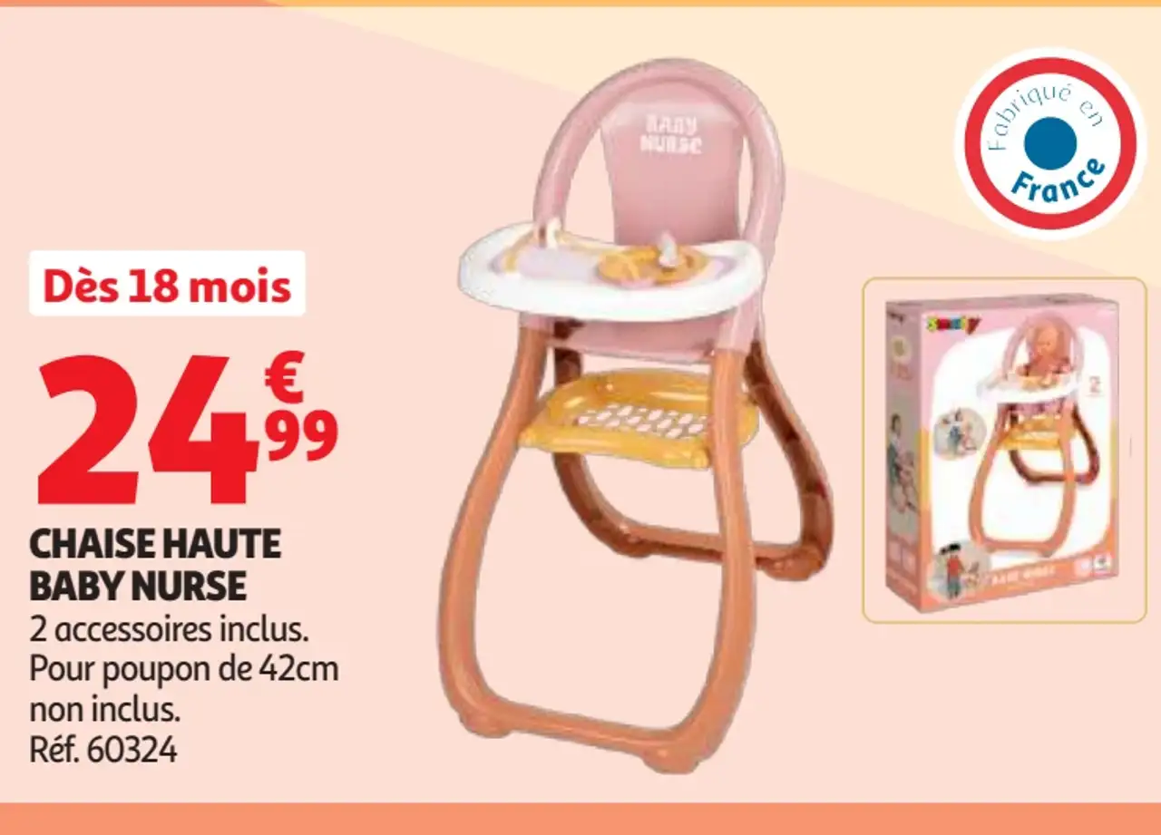 Smoby Baby Nurse Chaise haute Baby Nurse