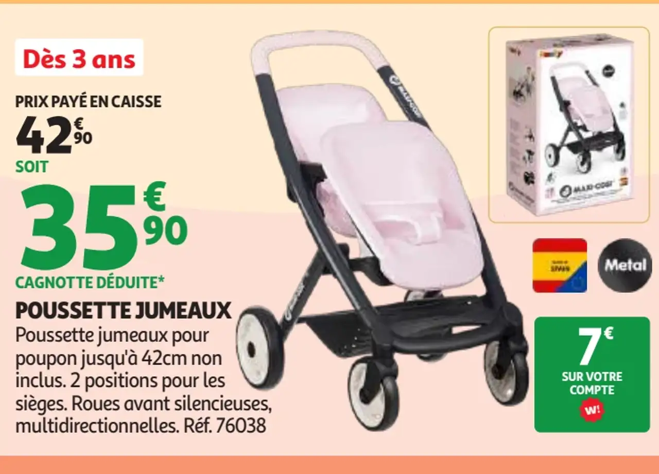 Smoby Baby Nurse Poussette jumeaux