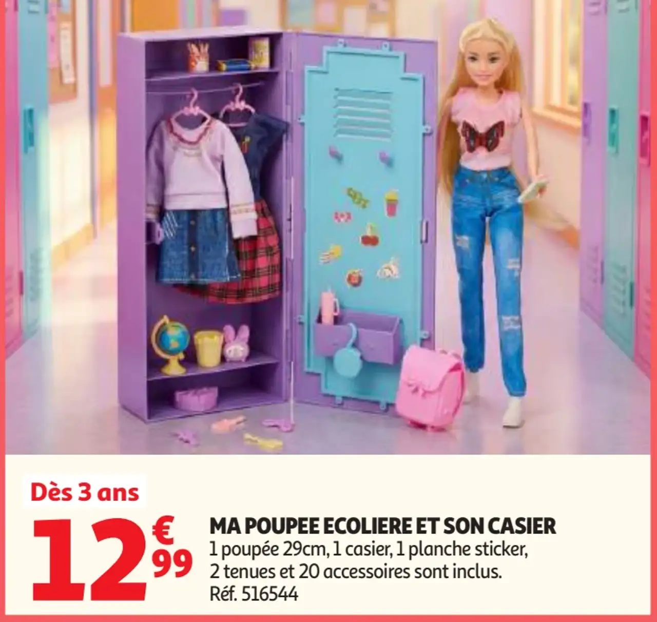 Ma poupée écolière et son casier One Two Fun