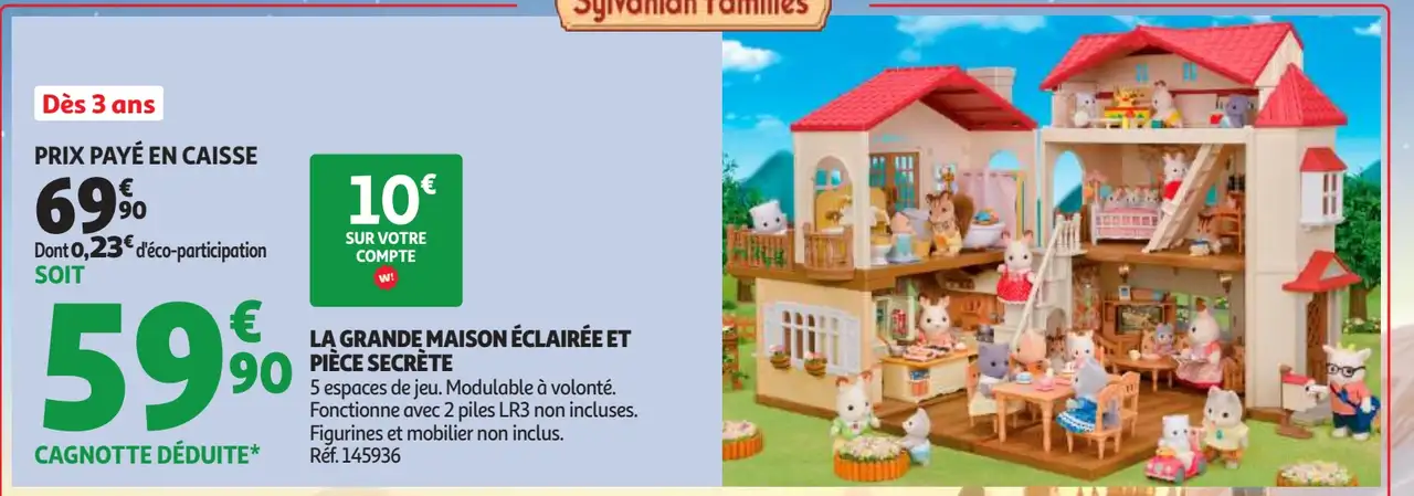 Sylvanian Families La grande maison éclairée et pièce secrète
