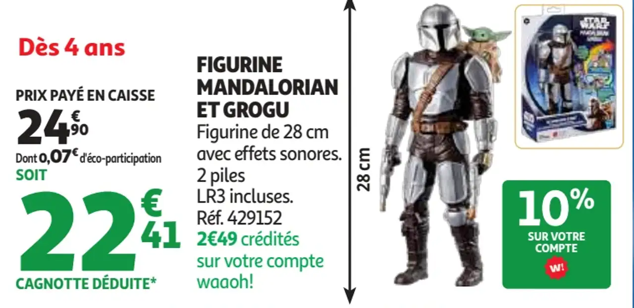 Figurine Mandalorian et Grogu Star Wars 28 cm