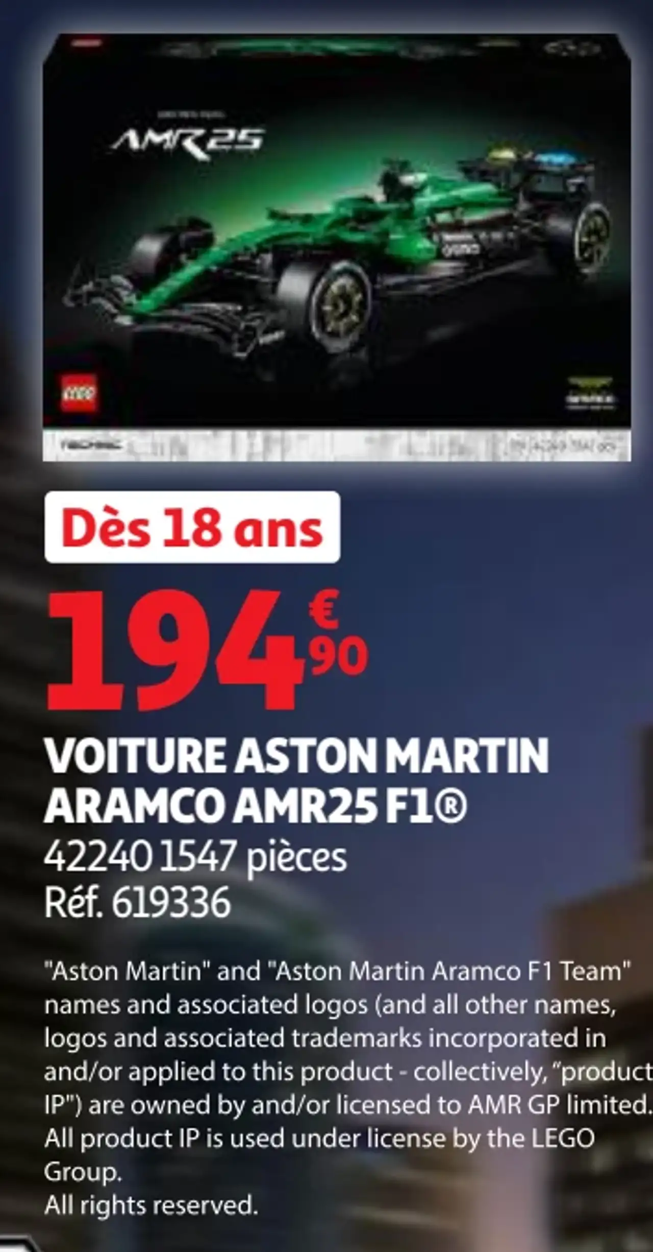 LEGO Technic Voiture Aston Martin ARAMCO AMR25 F1® 42240