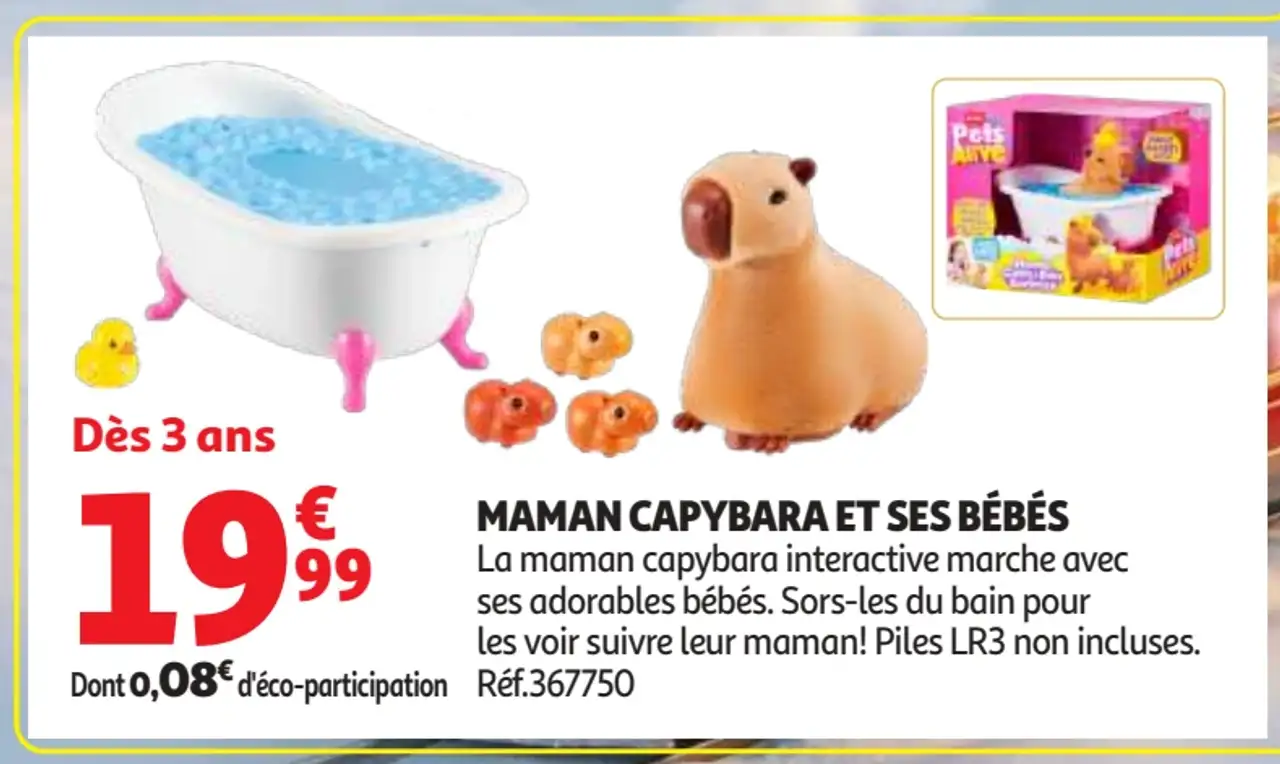 Peluche Maman Capybara et ses bébés