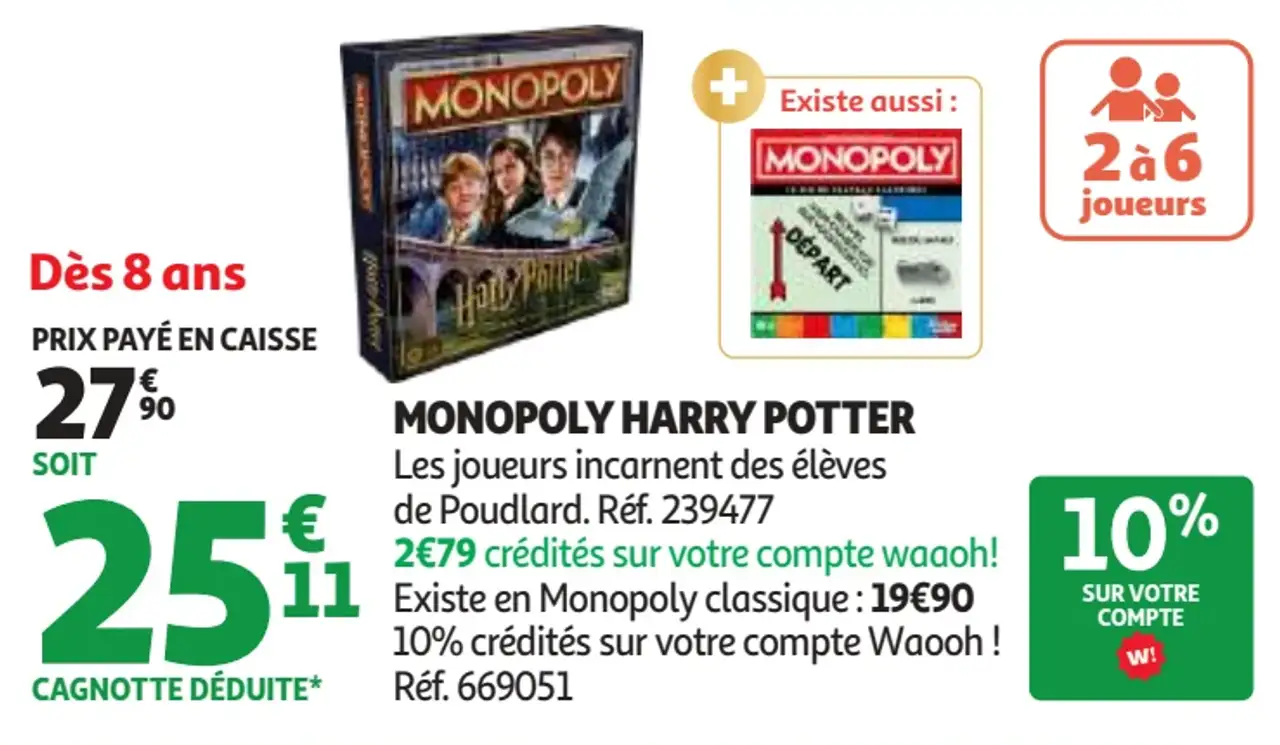 Jeu de société Monopoly Harry Potter