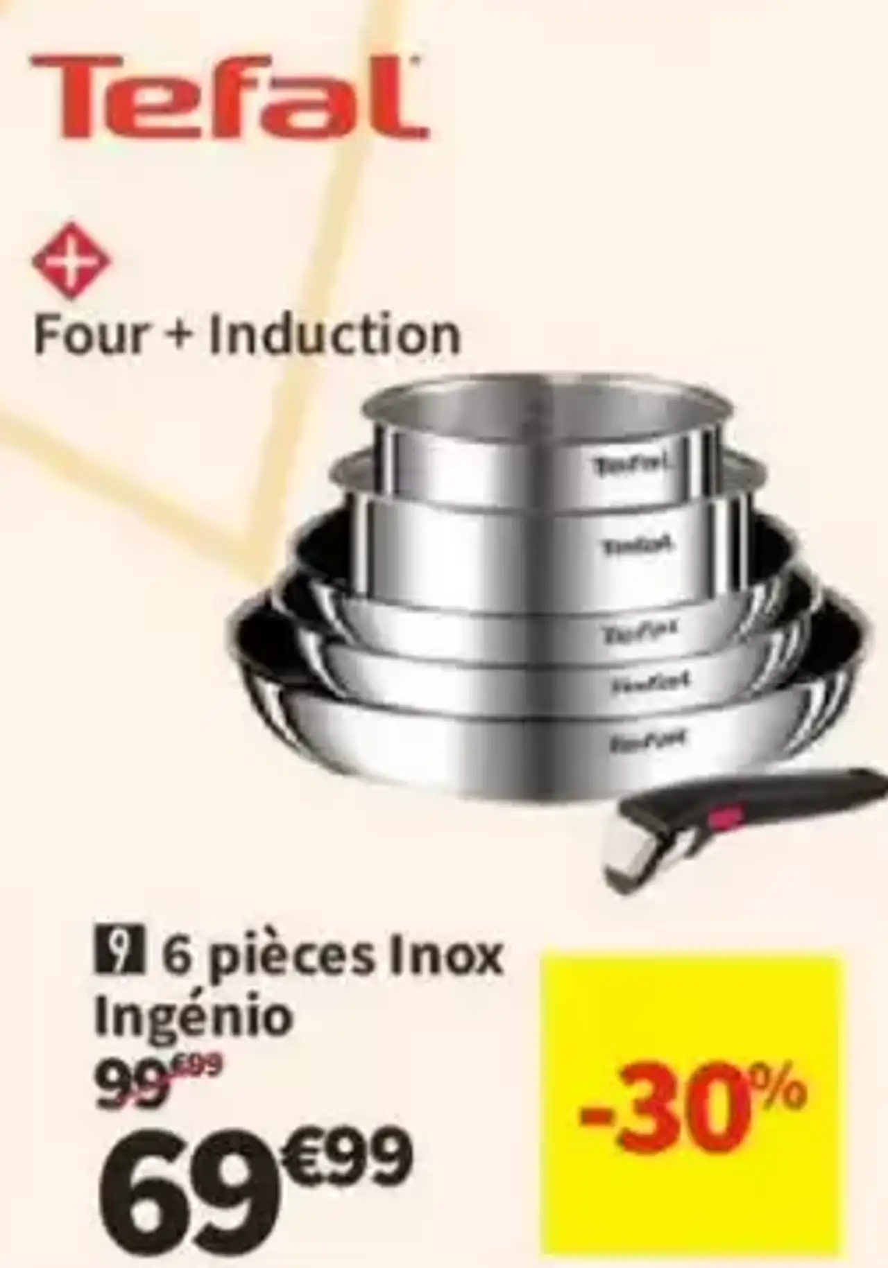 Batterie de cuisine Tefal Ingenio Cook Eat 6 pièces Inox