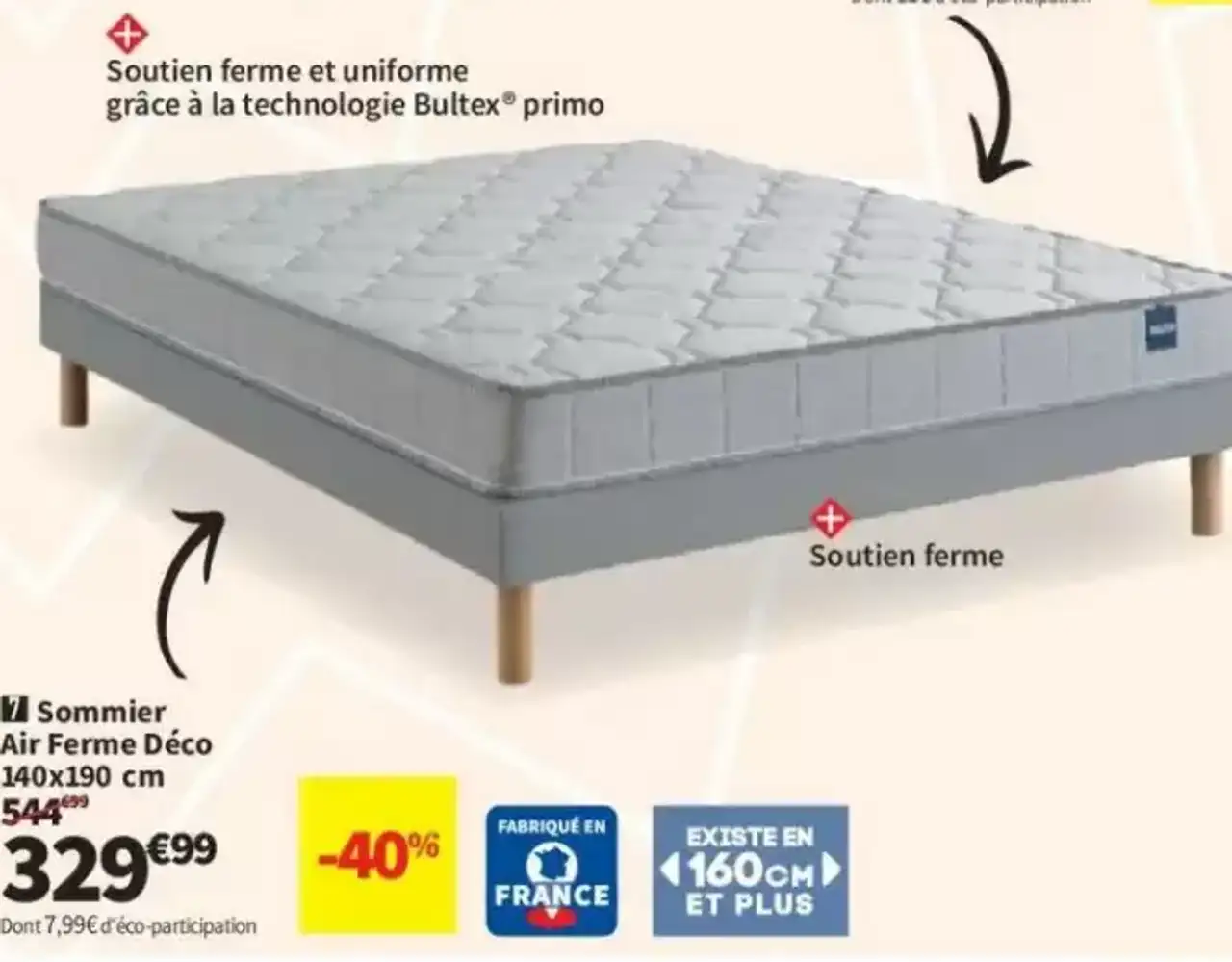Sommier Air Ferme Déco 140x190 cm Bultex