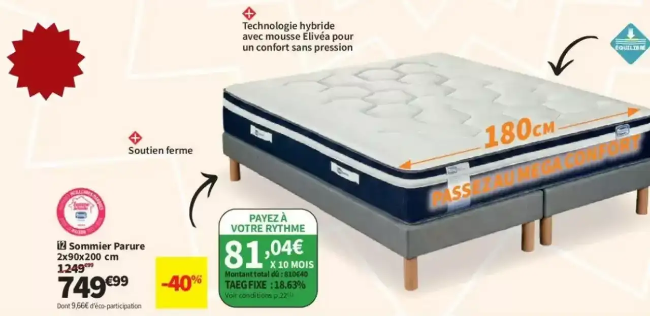 Sommier Parure 2x90x200 cm Simmons