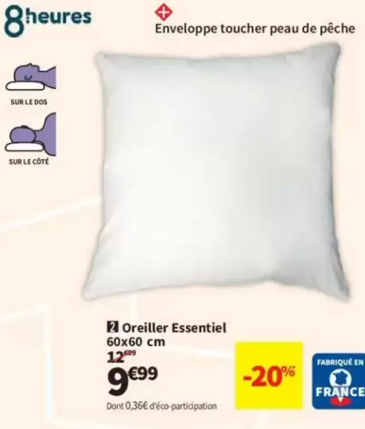 Oreiller Essentiel 8heures 60x60 cm