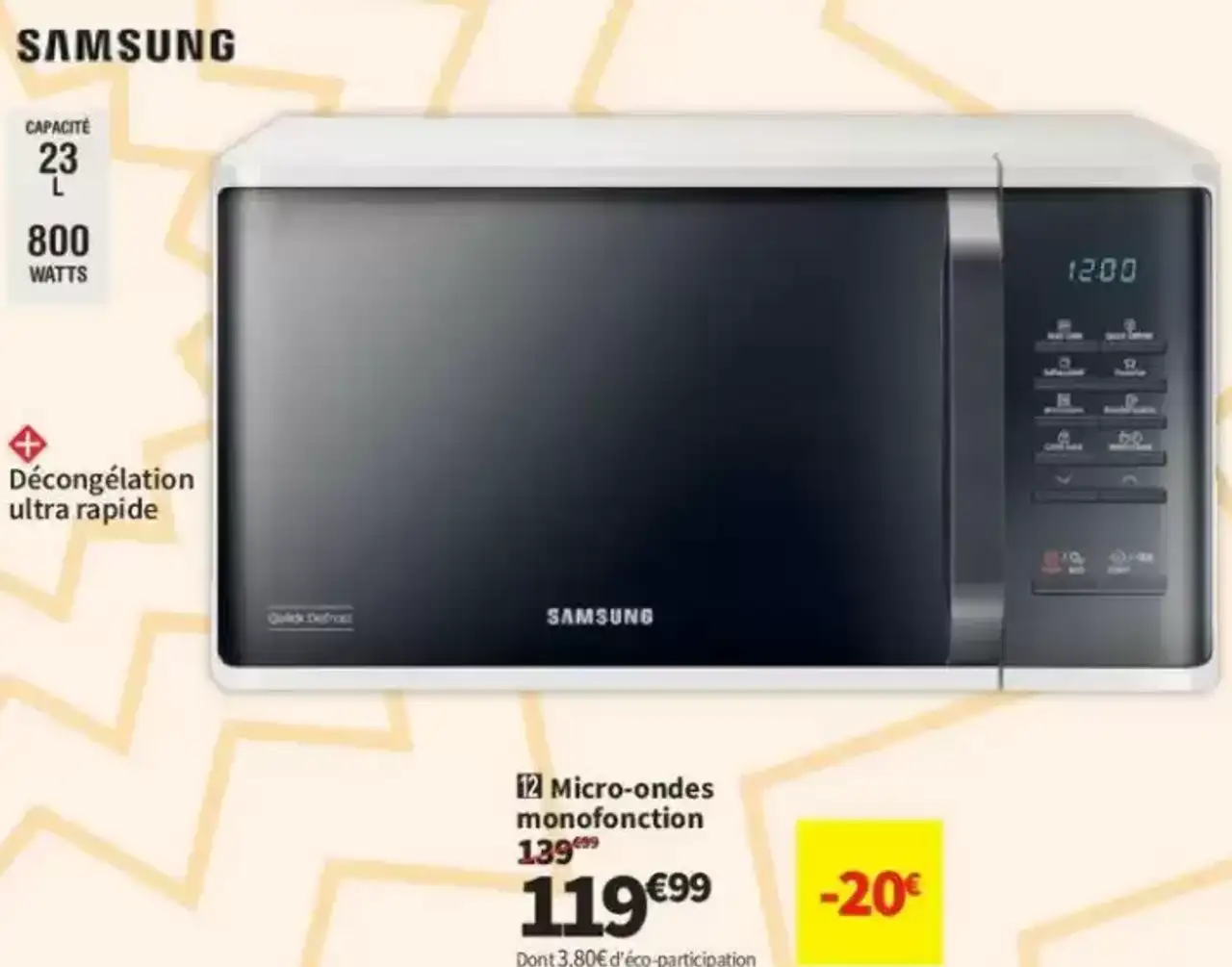 Micro-ondes monofonction Samsung MS23K3513AW