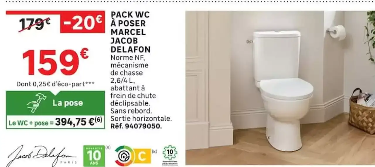 Pack WC à poser Marcel Jacob Delafon