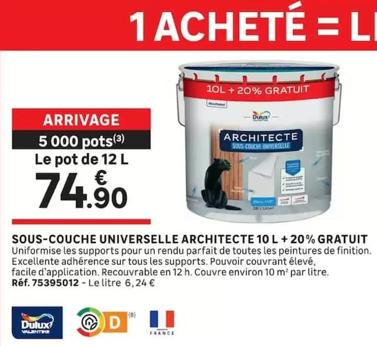 Sous-couche universelle Architecte 10 L + 20% gratuit
