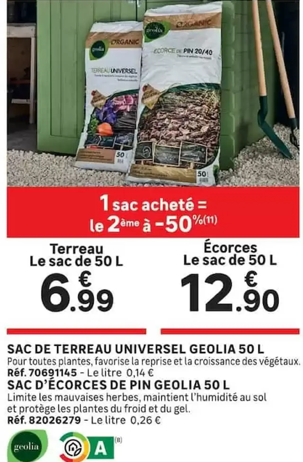 Sac de terreau universel / Sac d'écorces de pin Geolia 50 L