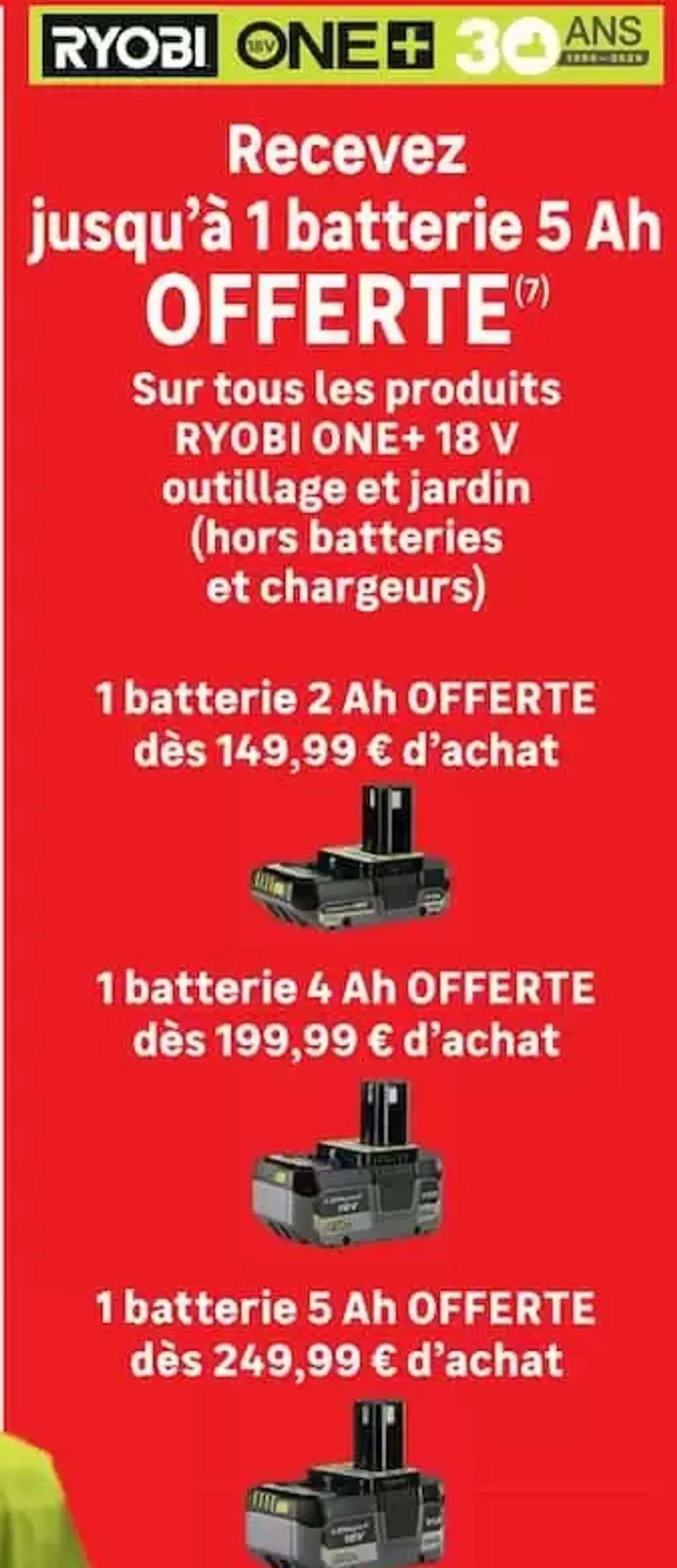 Batterie Ryobi ONE+ 18 V OFFERTE