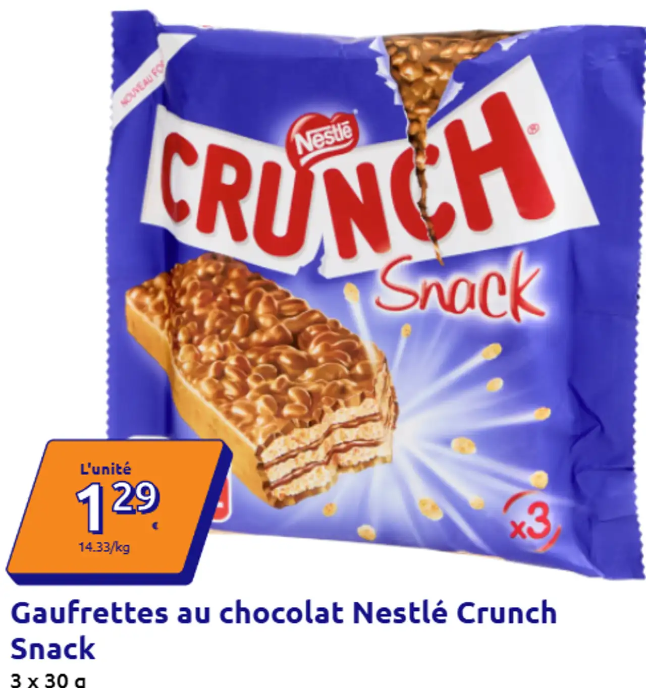 Gaufrettes au chocolat Nestlé Crunch Snack
