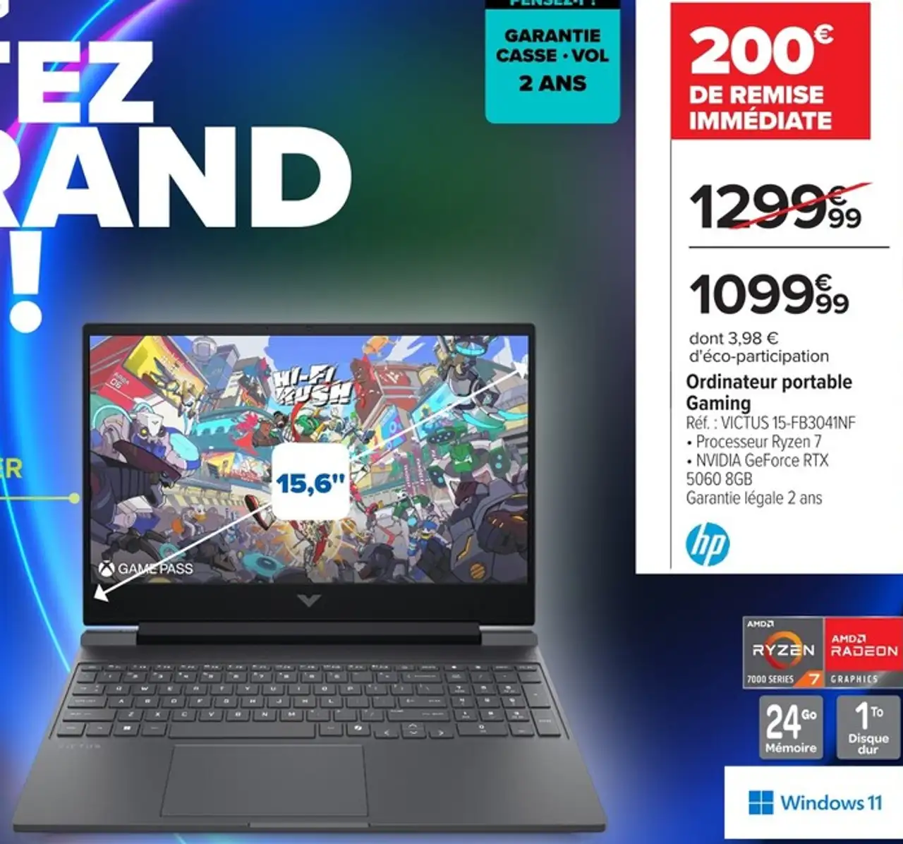 Ordinateur portable Gaming HP VICTUS 15-FB3041NF