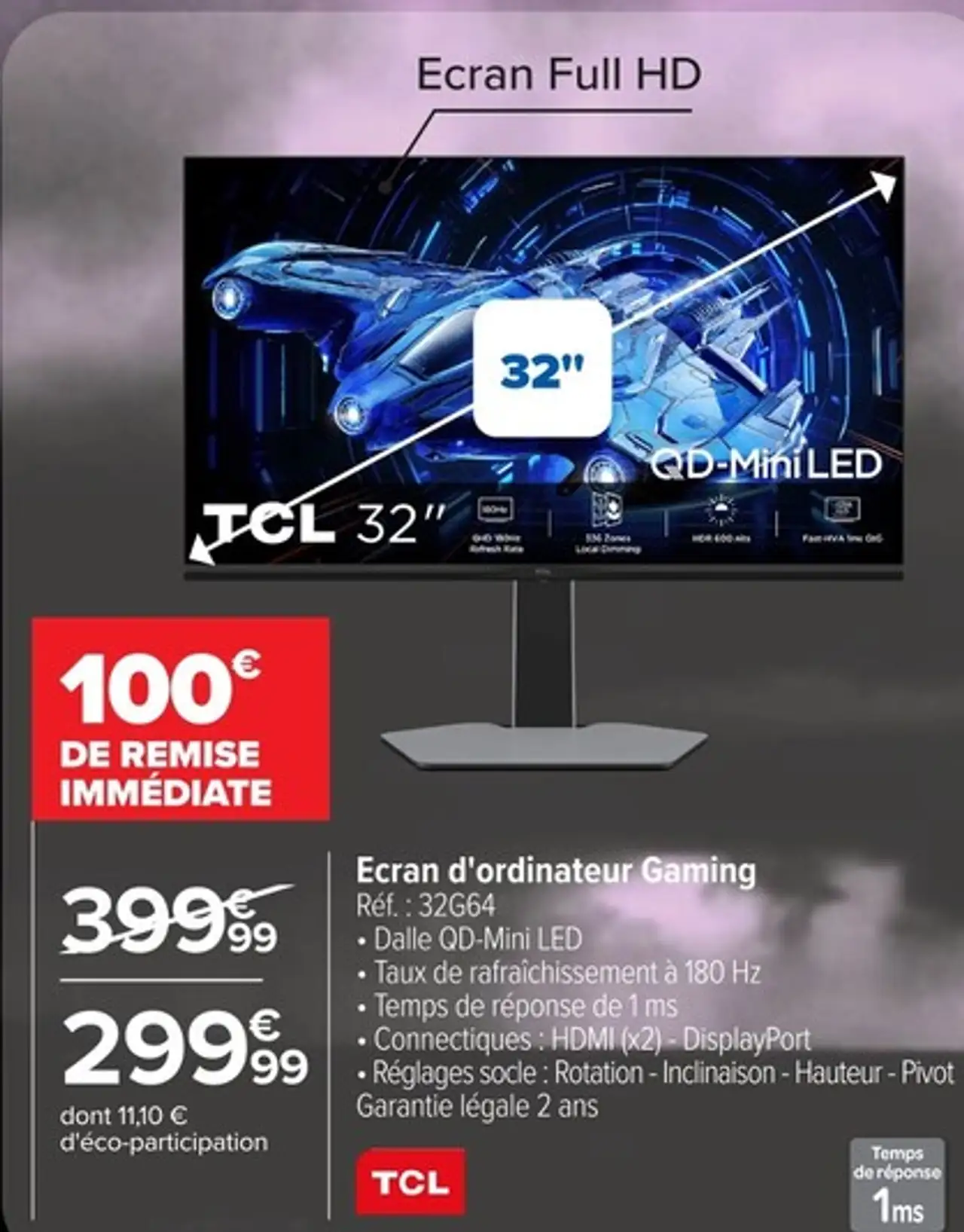 Écran d'ordinateur Gaming TCL 32G64 32"